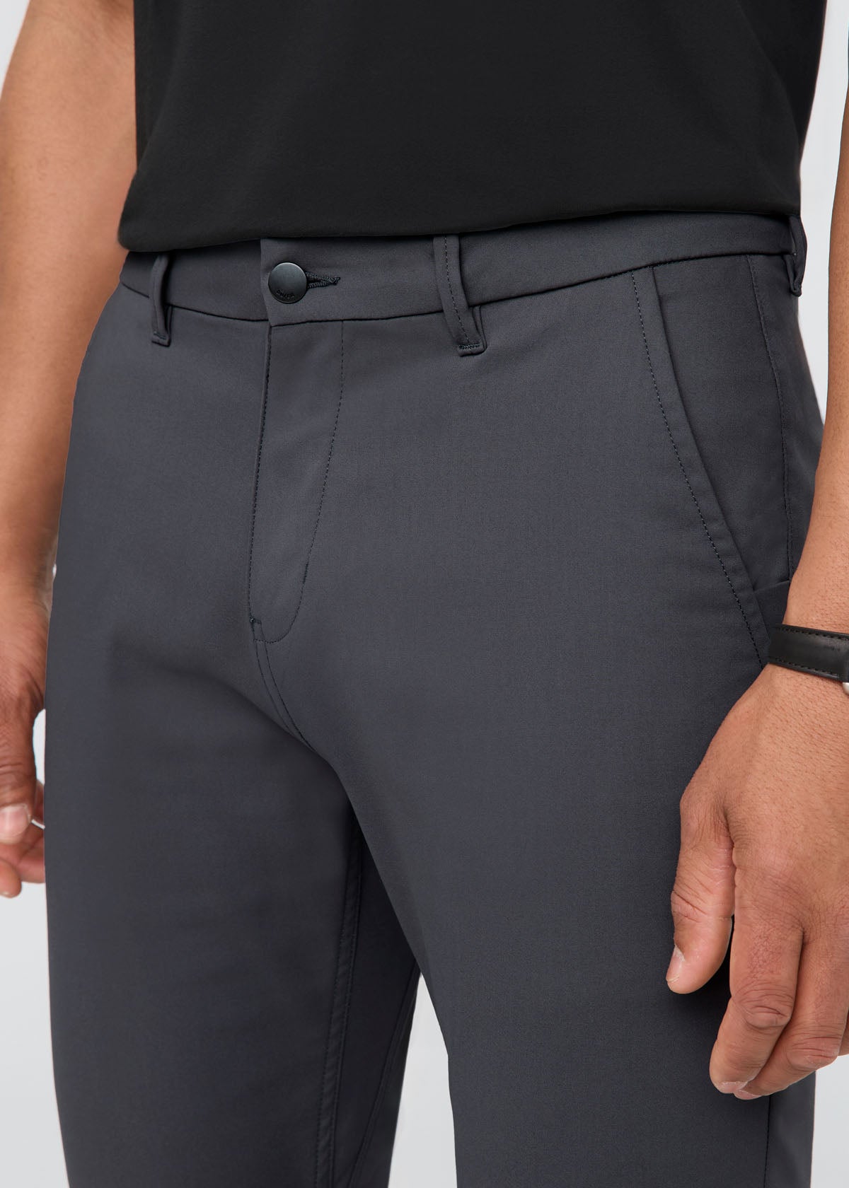 mens charcoal relaxed fit stretch trouser front waistband