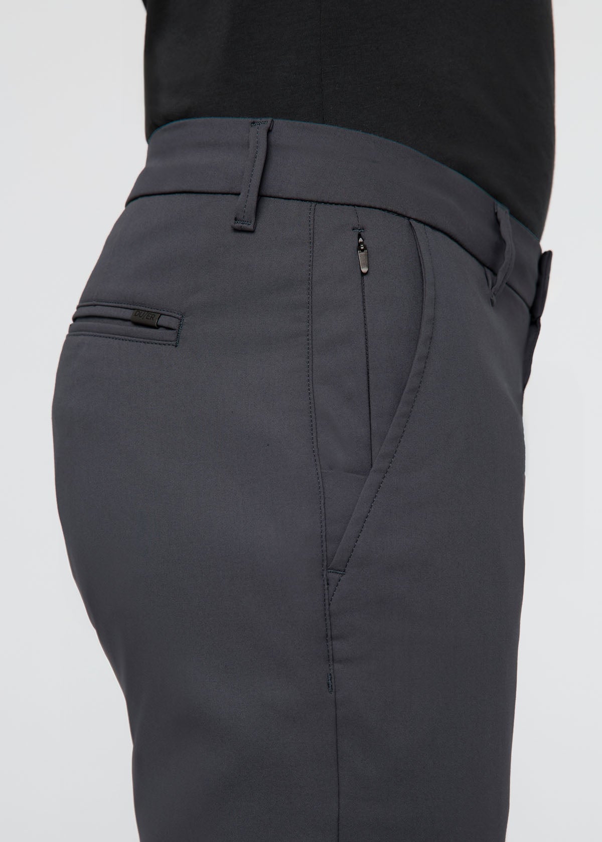 mens charcoal relaxed fit stretch trouser side zip pocket