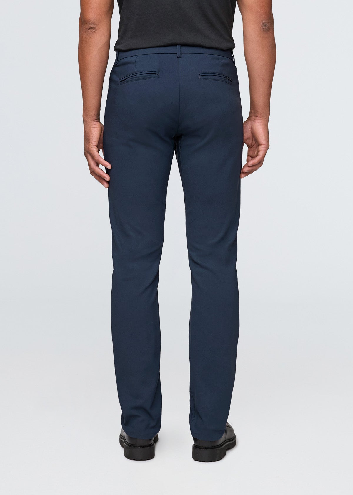 mens navy relaxed fit stretch trouser back