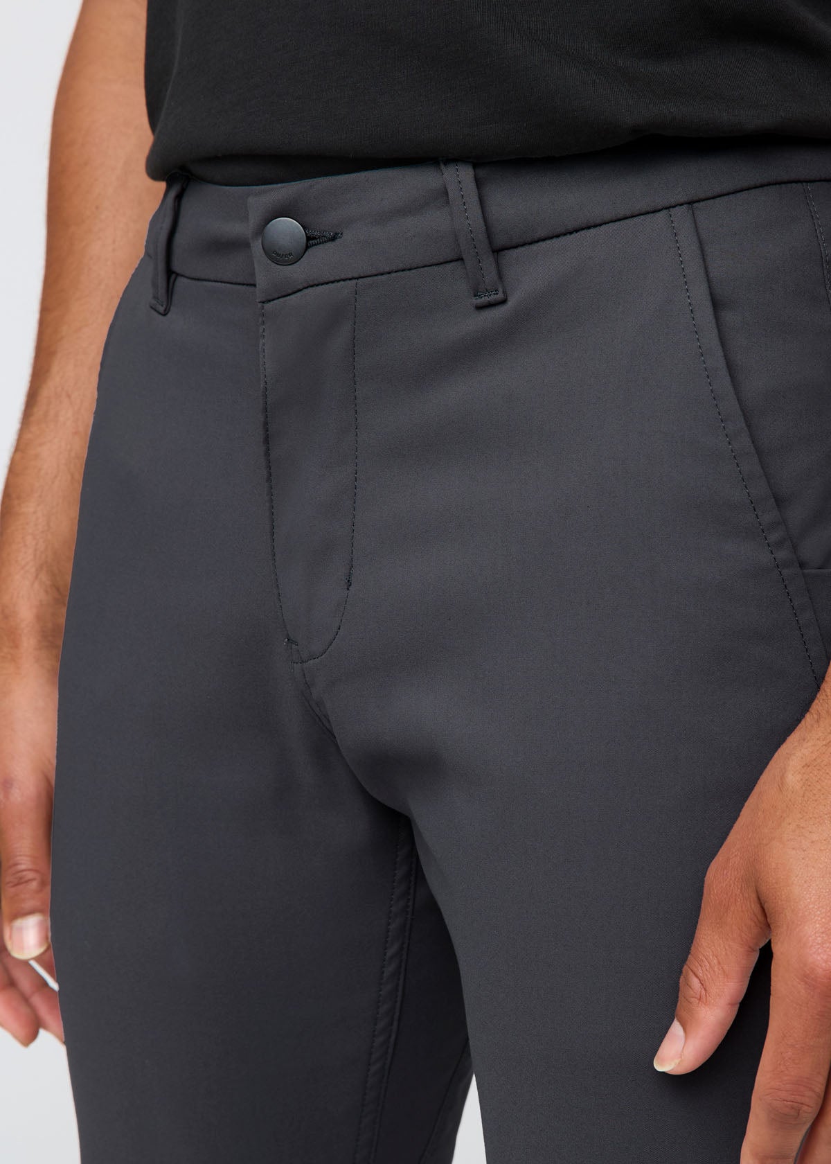 mens charcoal slim straight fit stretch trouser front waistband