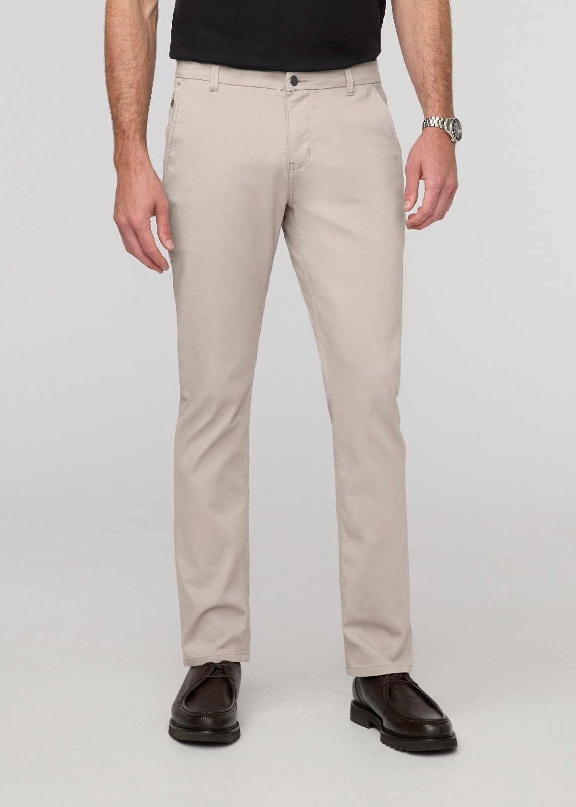 Men's Stone Slim Straight Fit Stretch Trouser Front
