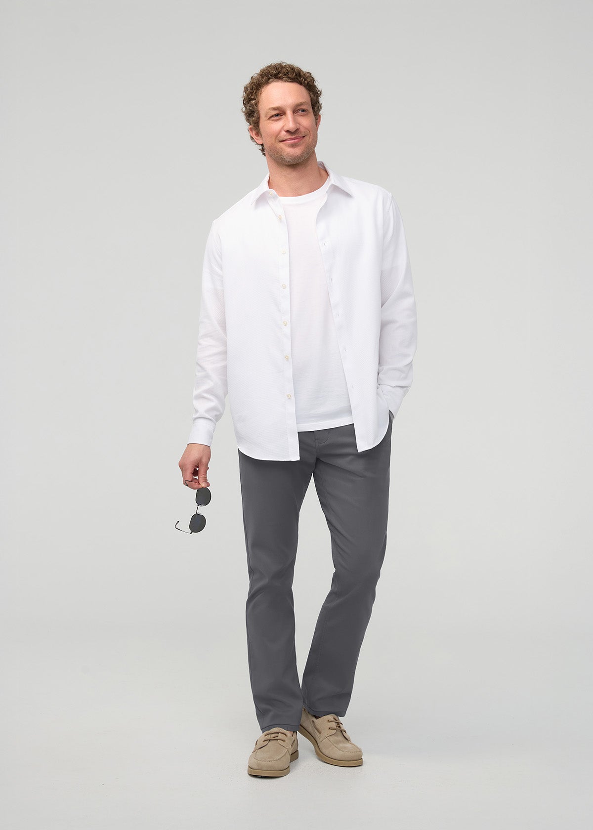 NuStretch Slim Straight Trouser - River Rock