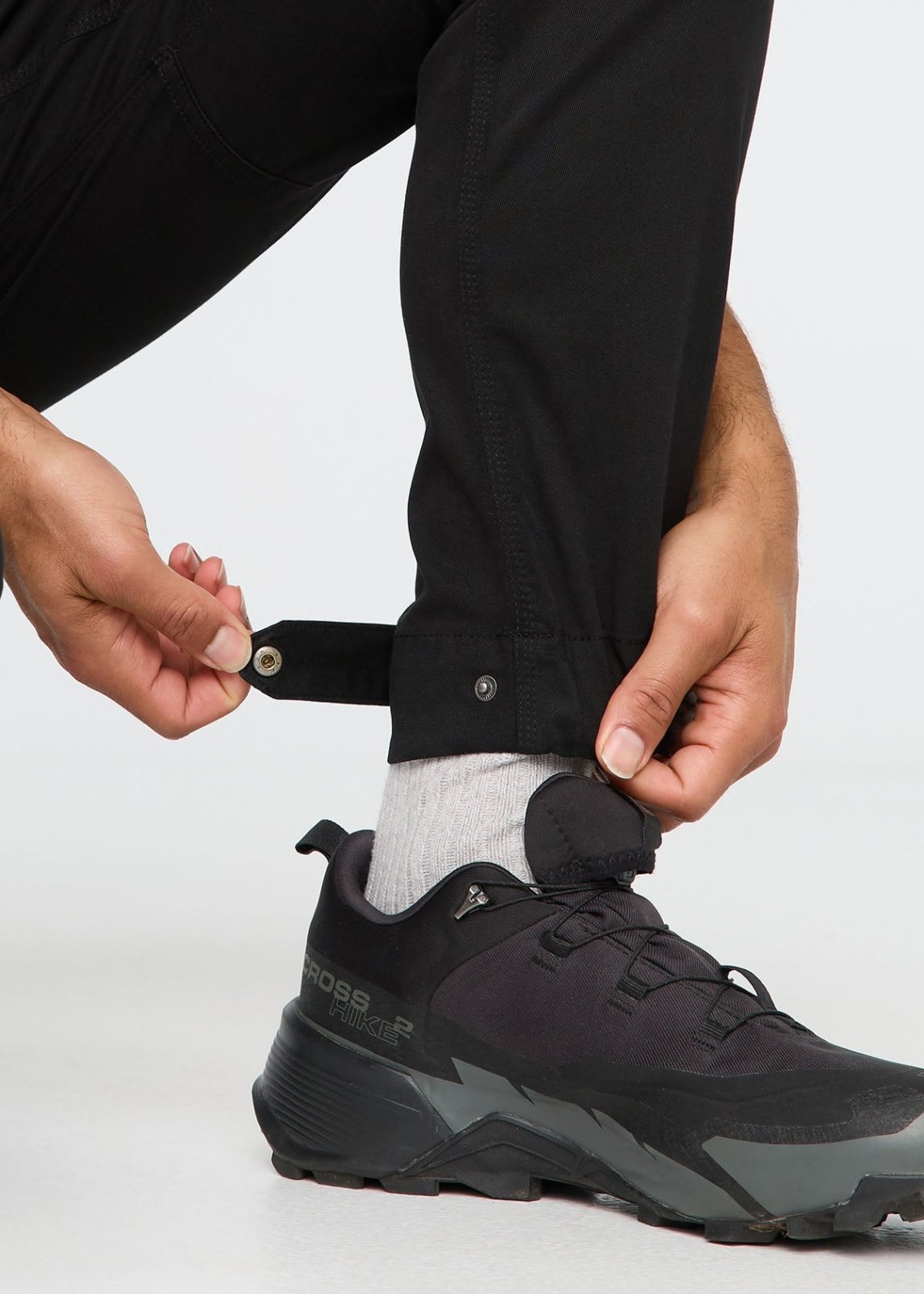 black athletic waterproof pant adjustable cuff