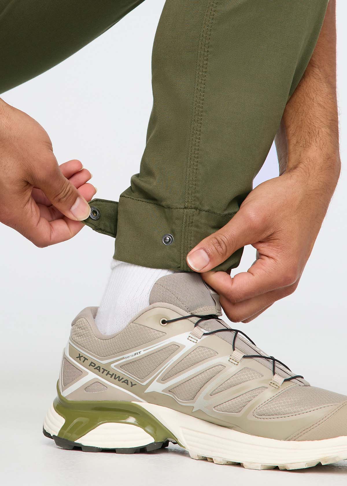 mens dark green athletic water resistant pant adjustable cuff