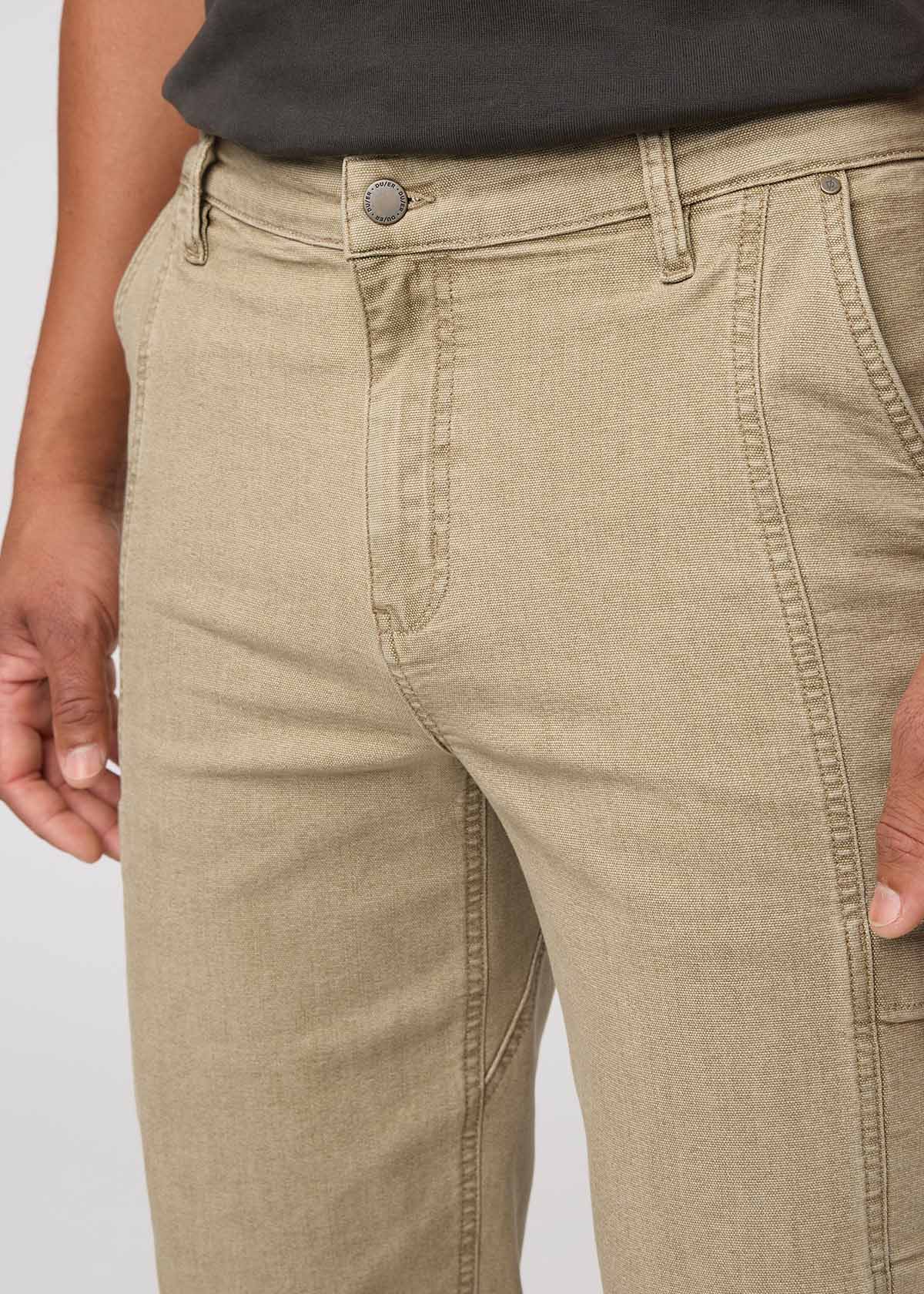 Men's Tan 7 Pocket Stretch Canvas Pants front waistband