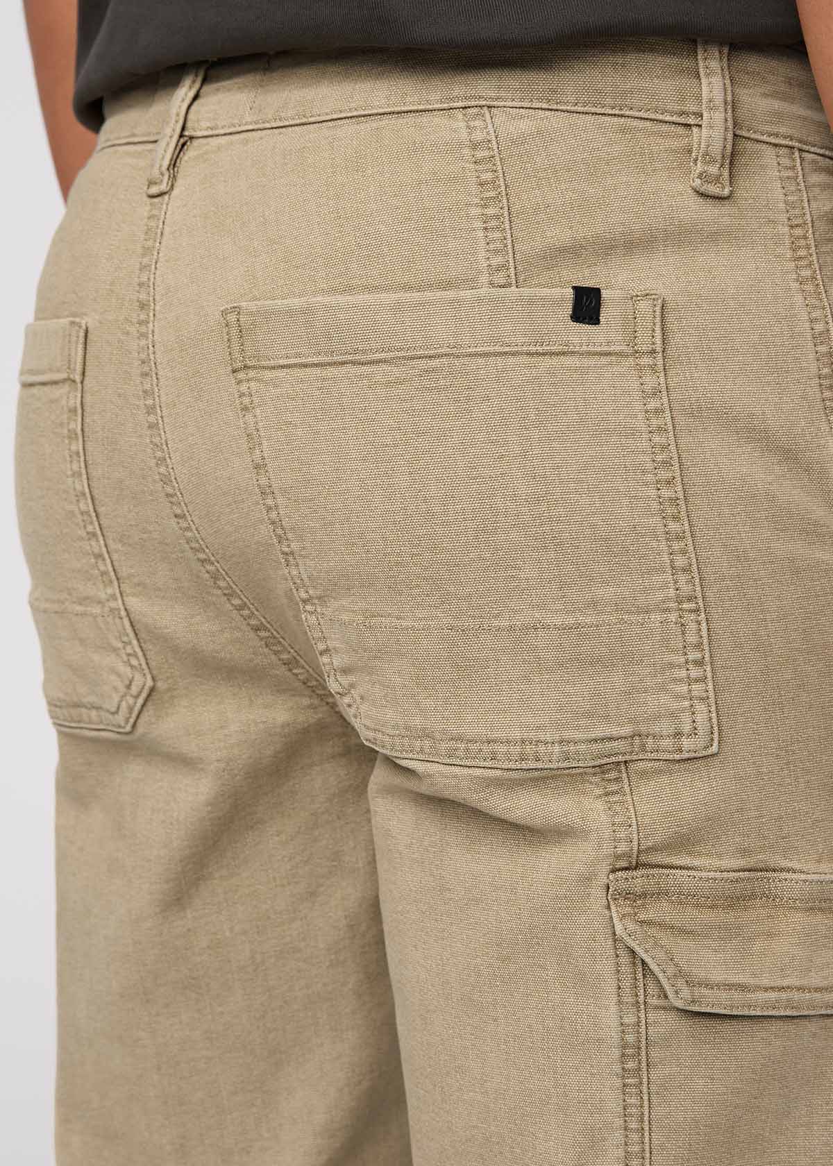 Men's Tan 7 Pocket Stretch Canvas Pants back waistband detail