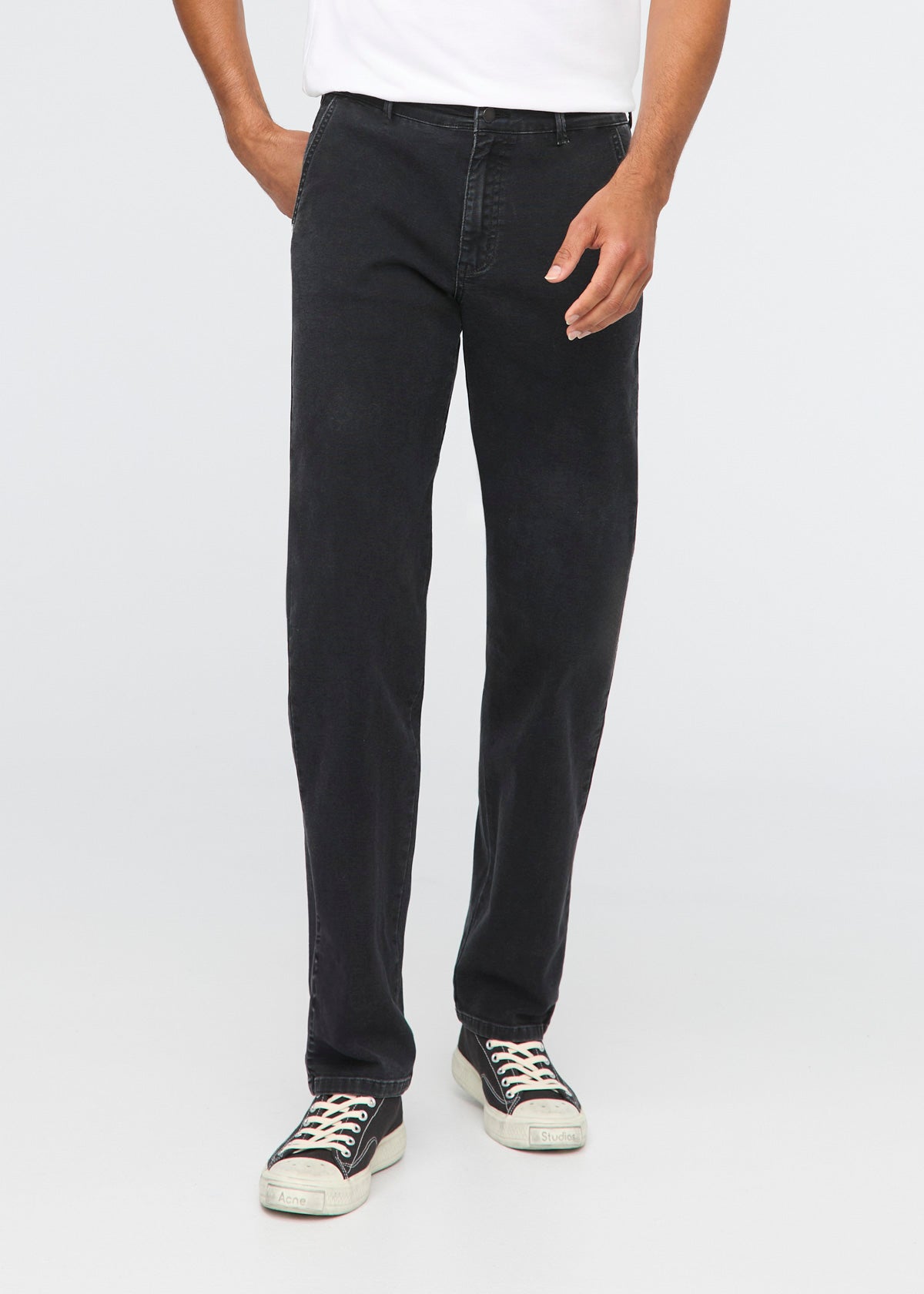 Men's Black Stretch Canvas Relaxed Straight Chino Front