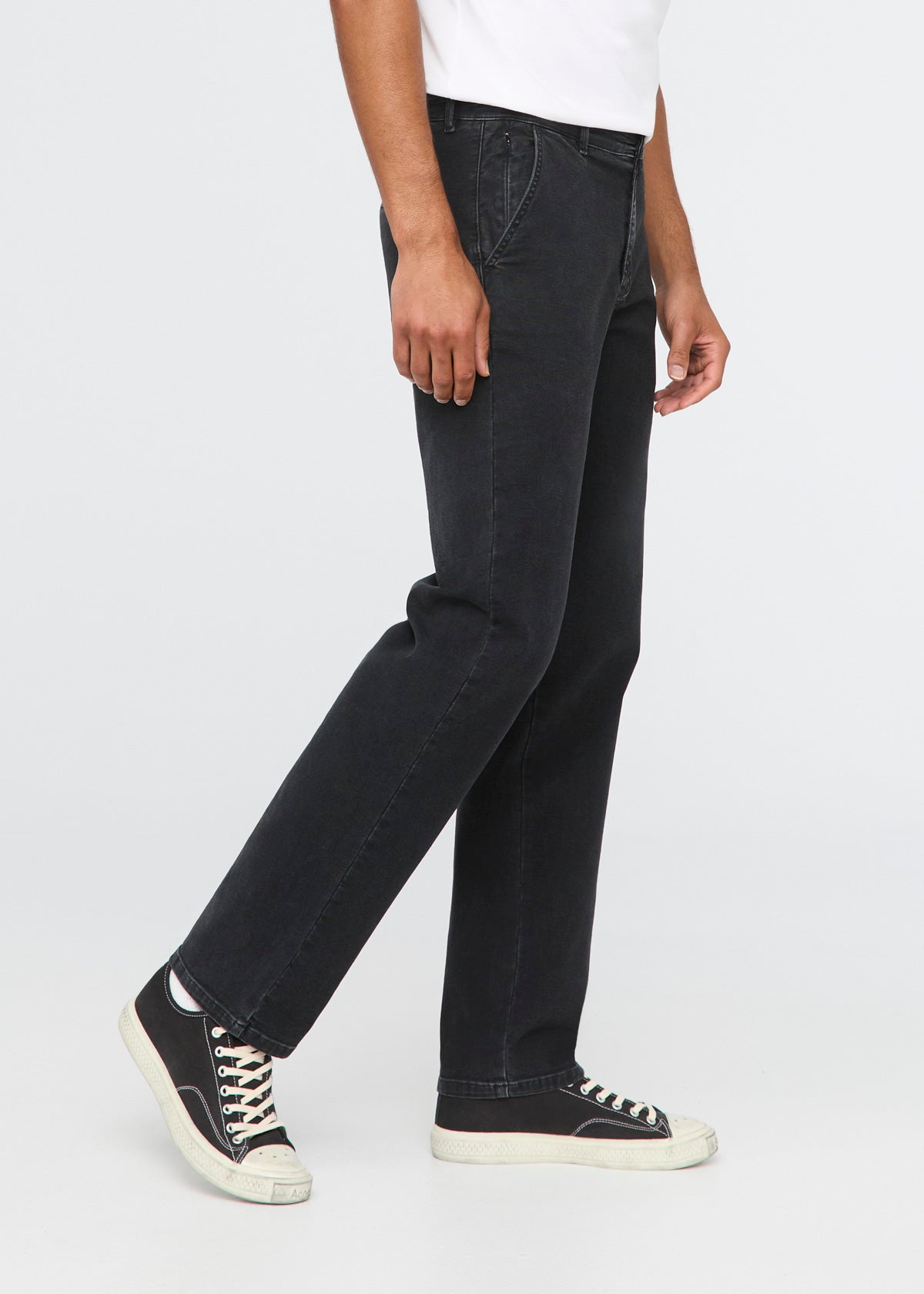 Men's Black Stretch Canvas Relaxed Straight Chino Side