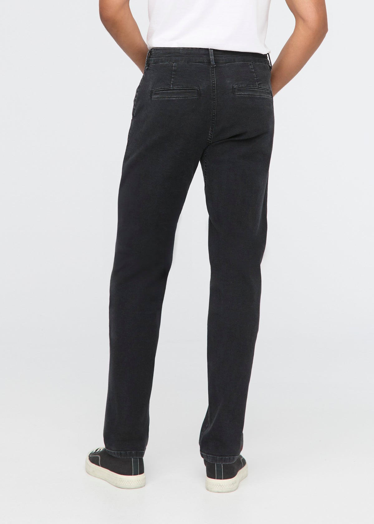 Men's Black Stretch Canvas Relaxed Straight Chino Back