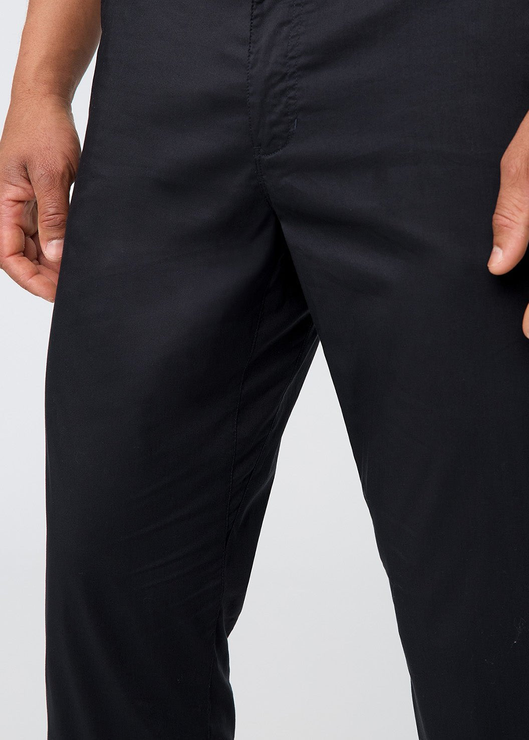 mens black lightweight summer travel pants gusset detail