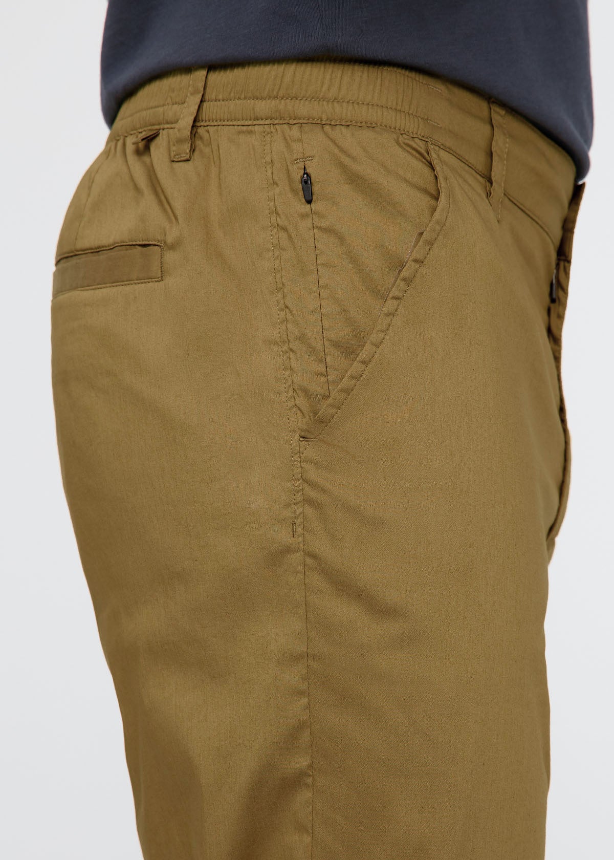 mens brown lightweight summer travel pants side detail
