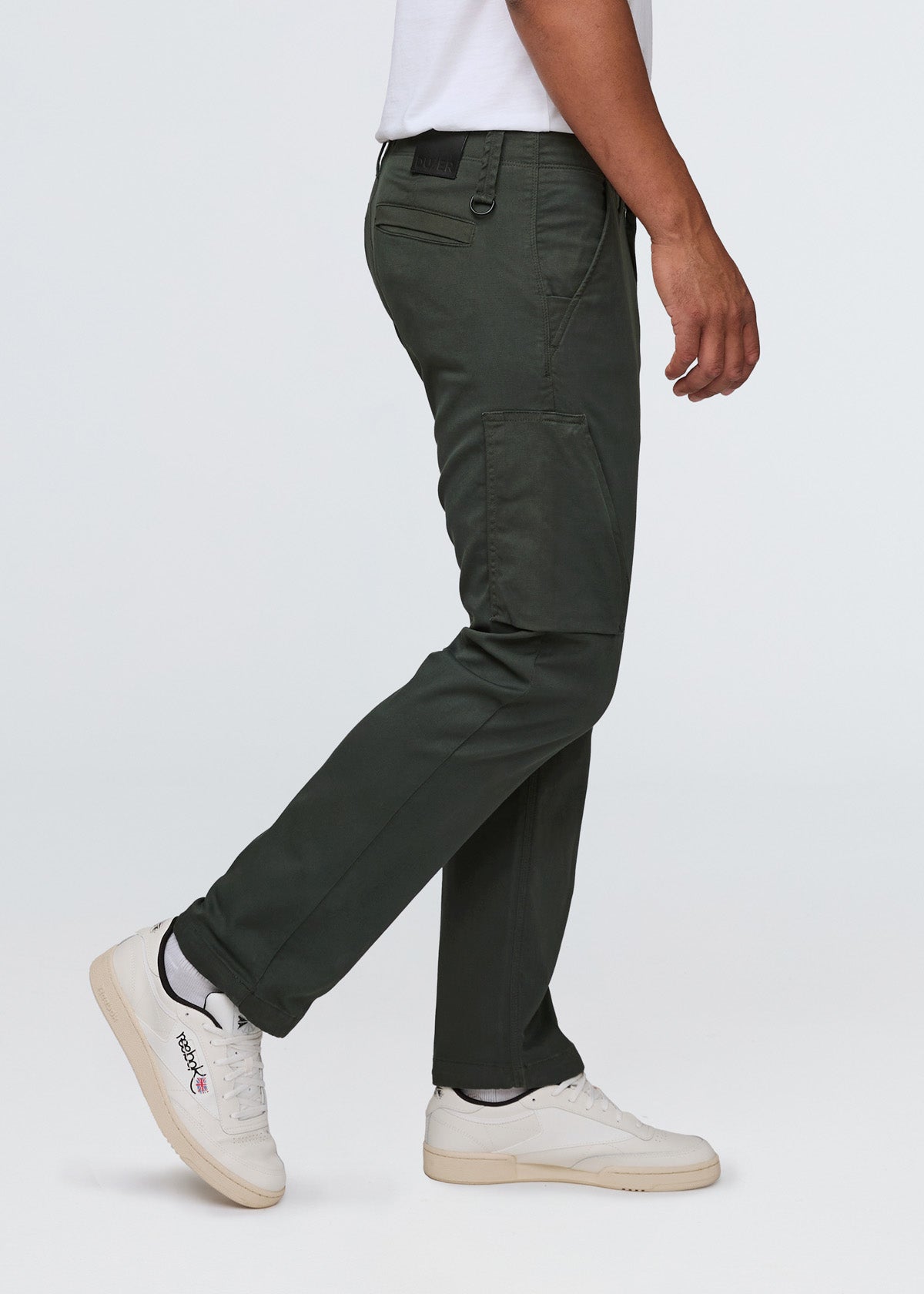 mens relaxed dark green water resistant cargo pant side