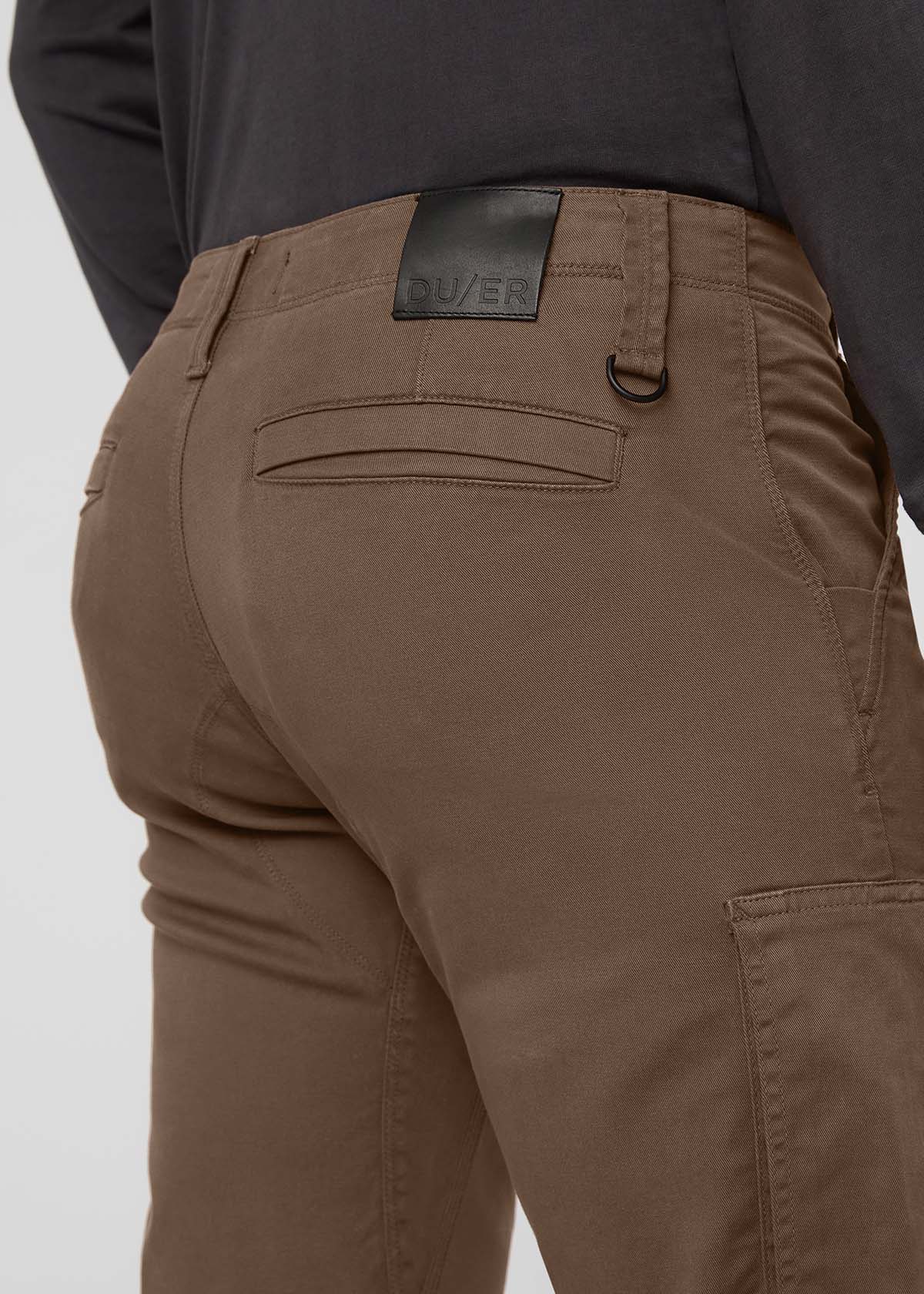 men's relaxed brown water resistant cargo pant back detail