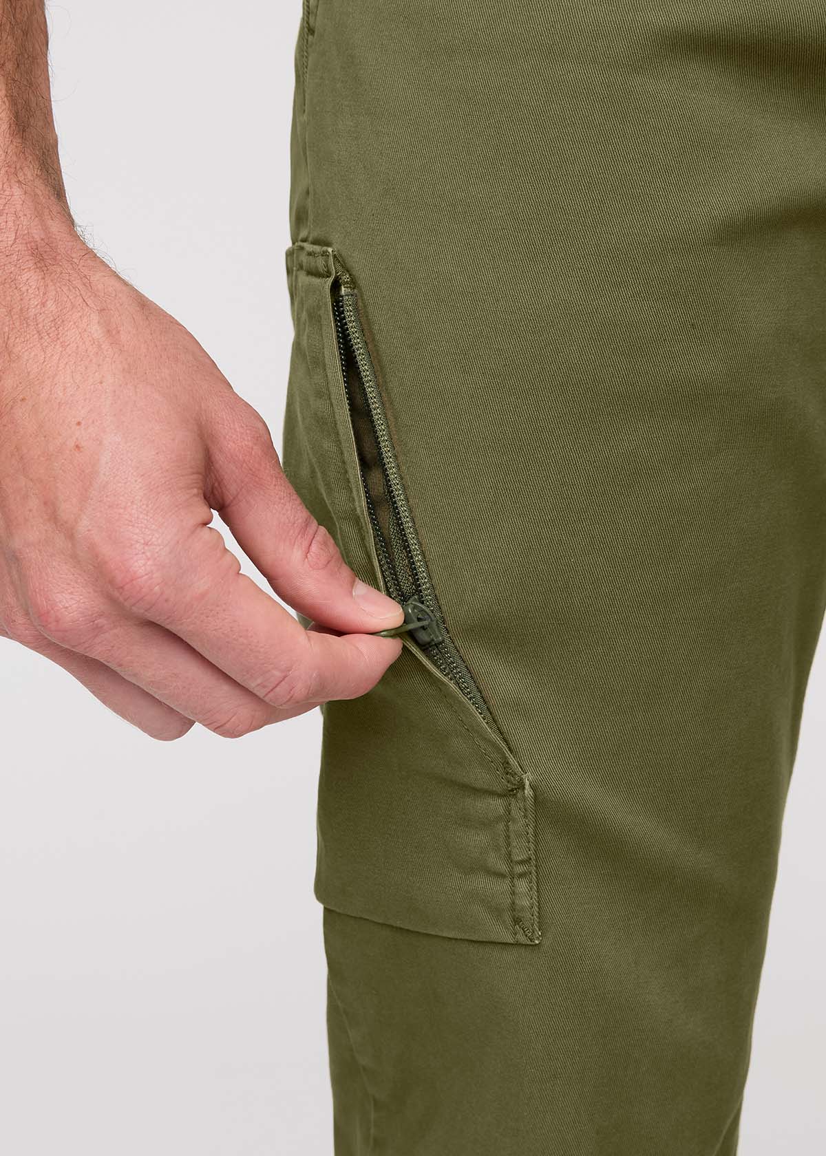 Men's Loden Green Relaxed Water Resistant Cargo Pant Pocket Detail