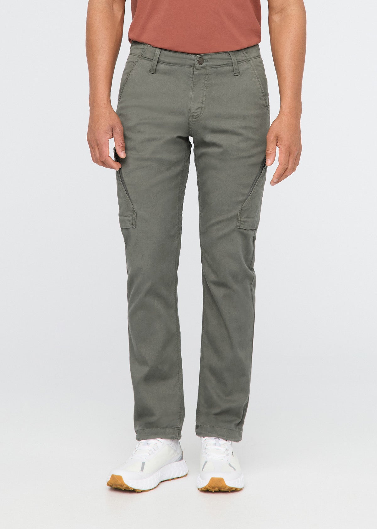 men's grey green relaxed water resistant cargo pant front