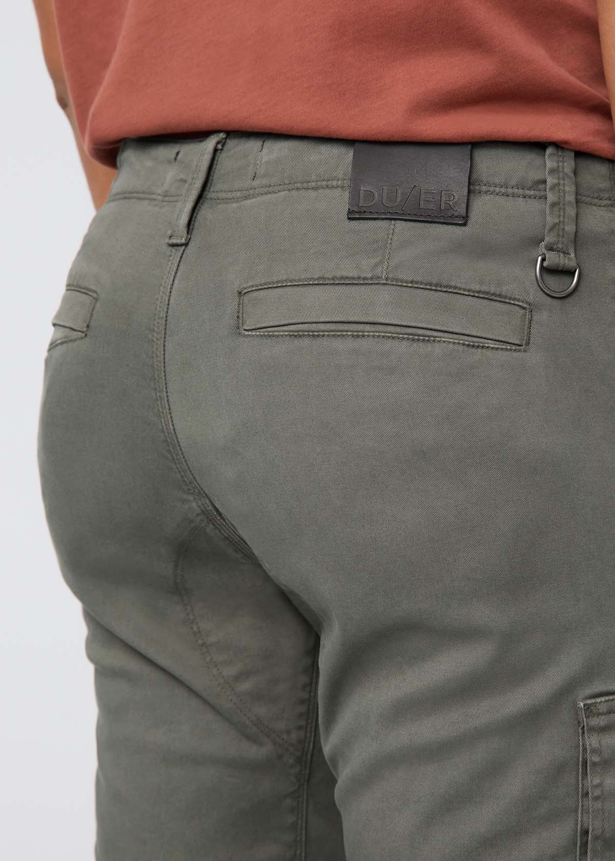 men's grey green relaxed water resistant cargo pant back detail