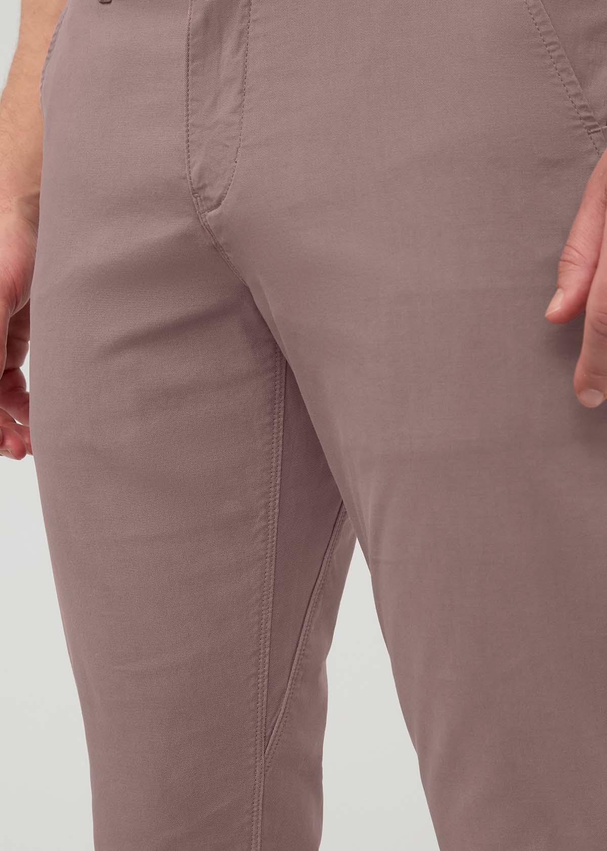 Men's Hazy Mauve Lightweight Slim Straight Chino Pant front waistband detail