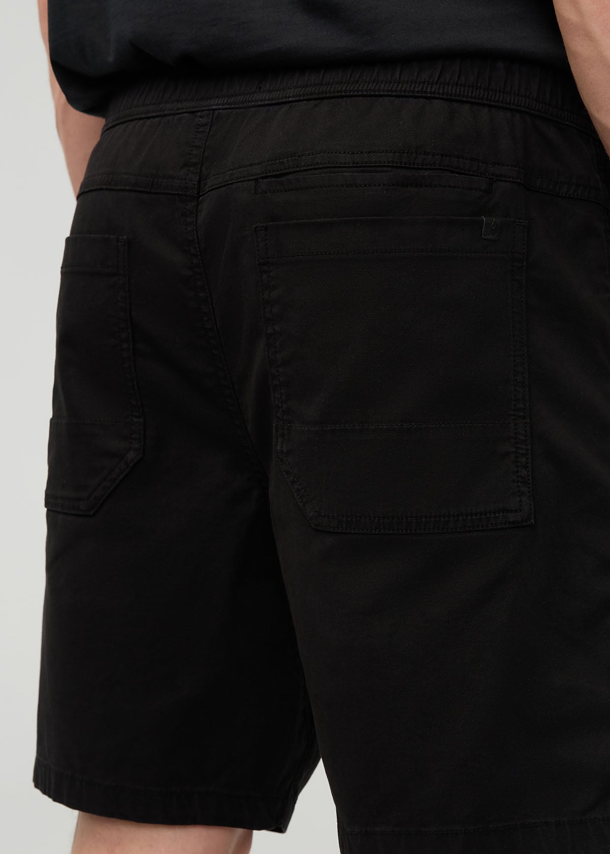 Men’s Black Stretch Travel Shorts back pocket detail