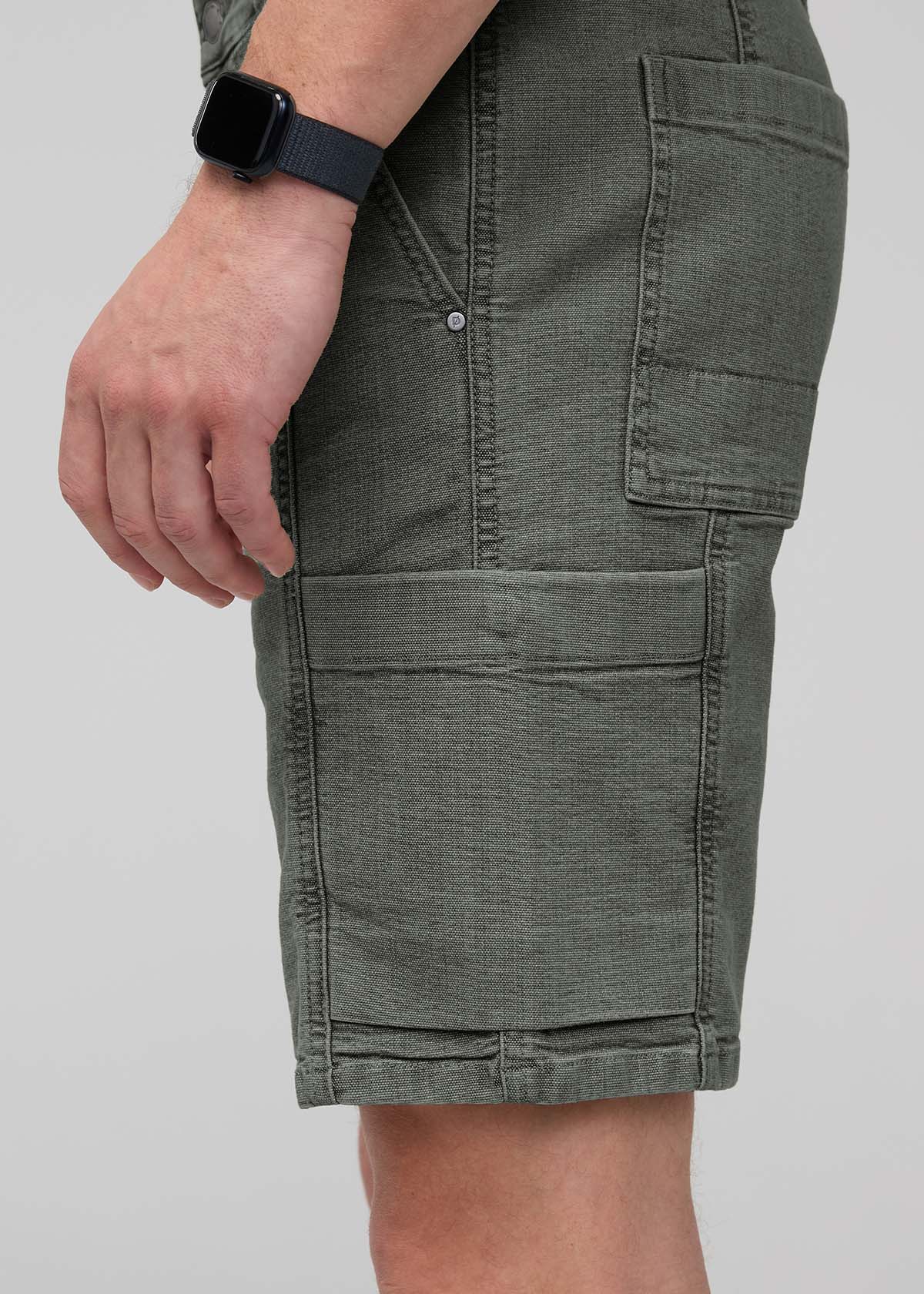 Men's Thyme Stretch Canvas Cargo Shorts left pocket detail