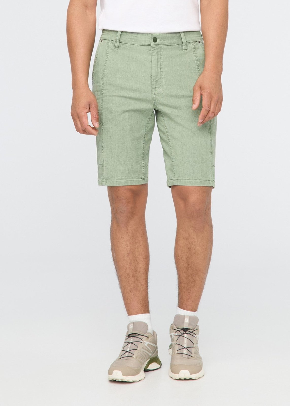 mens light pine stretch canvas cargo short front