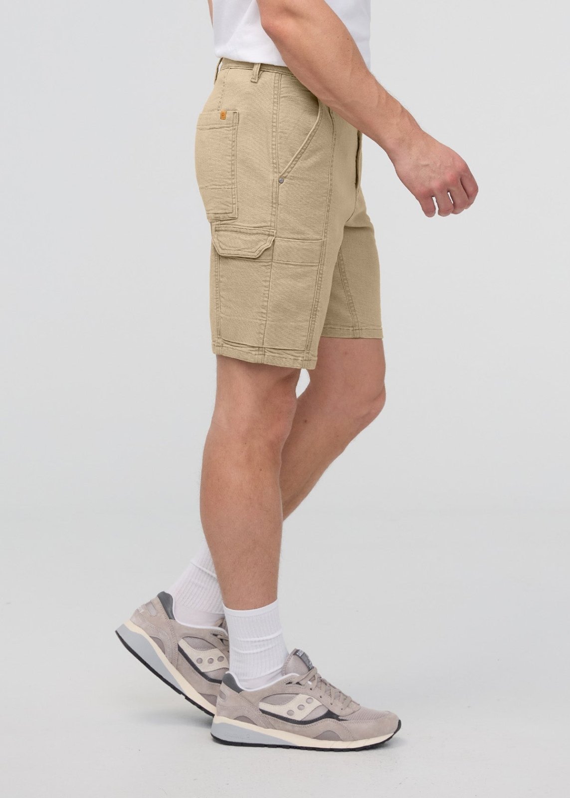 Men's Tan Stretch Canvas Cargo Shorts side