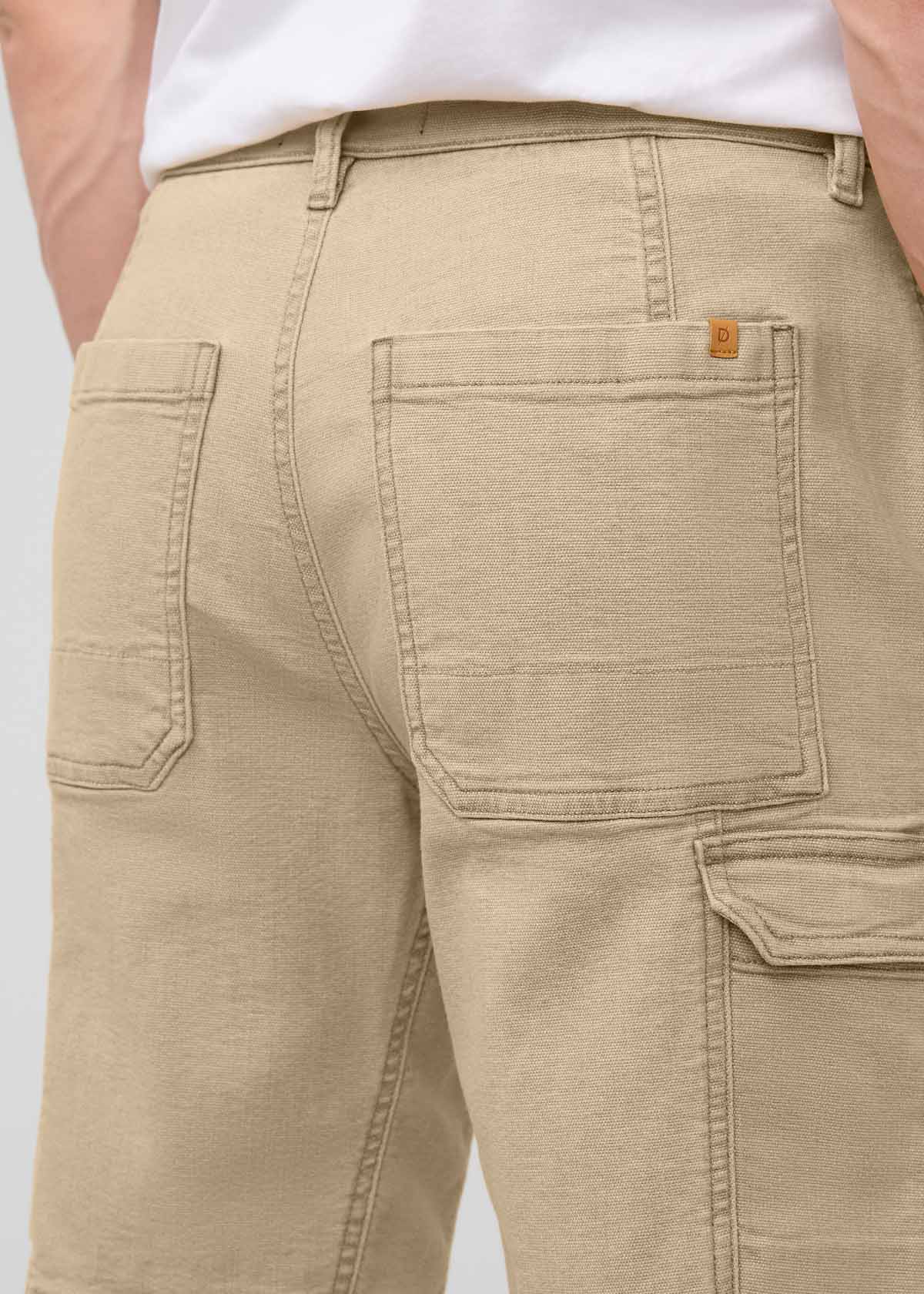 Men's Tan Stretch Canvas Cargo Shorts back pockets
