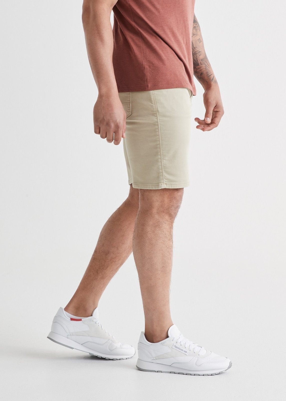 mens off-white relaxed fit performance stretch short side