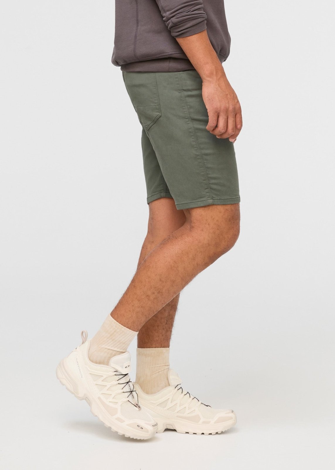 mens grey-green relaxed fit performance short side