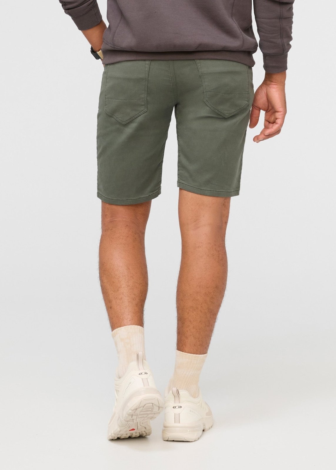 mens grey-green relaxed fit performance short back
