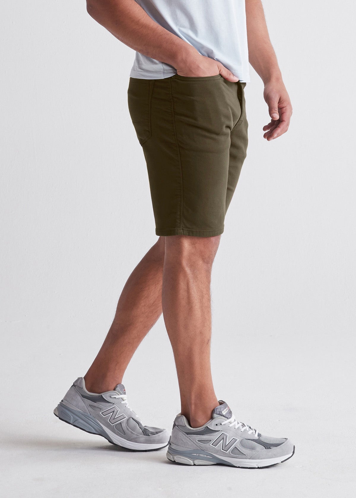 men's army green relaxed fit performance short side