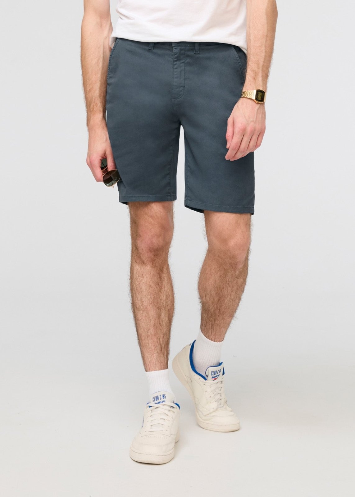 mens deep blue lightweight shorts slim fit front