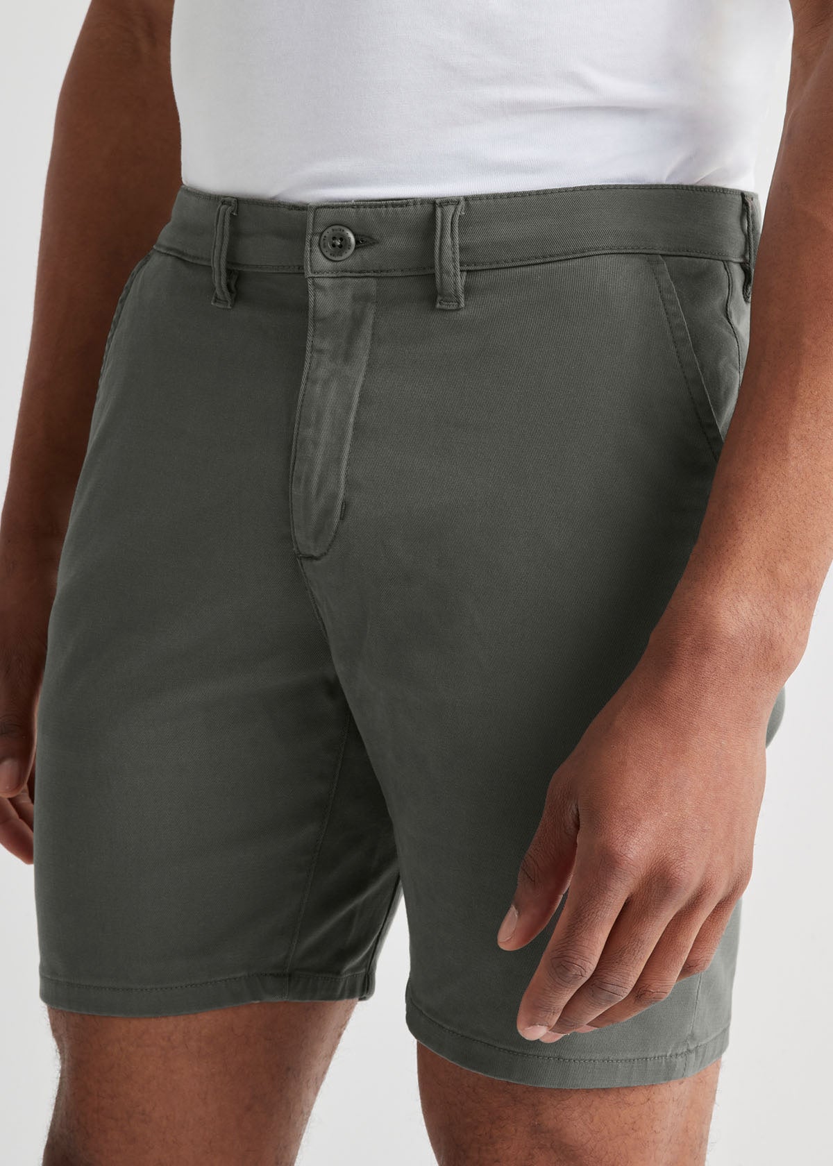 mens lightweight light green-grey shorts front waistband