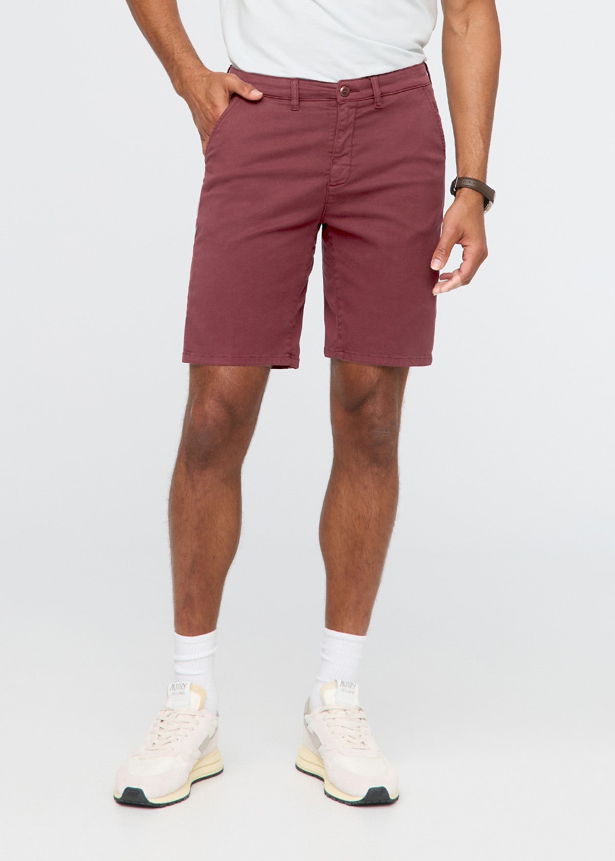 Men's Red Lightweight Shorts Slim Fit front