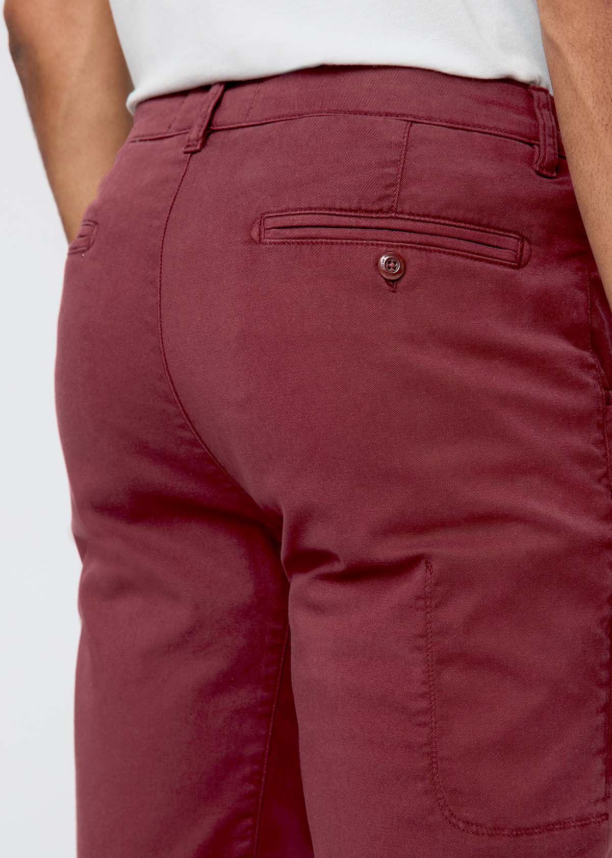 Men's Red Lightweight Shorts Slim Fit back waistband detail