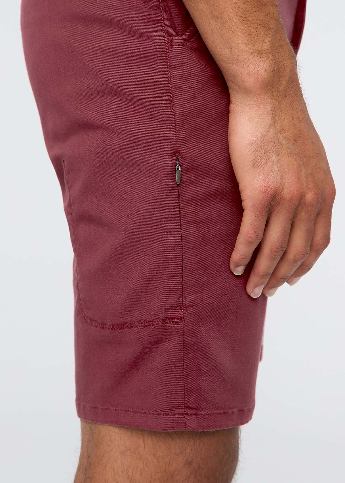 Men's Red Lightweight Shorts Slim Fit side detail