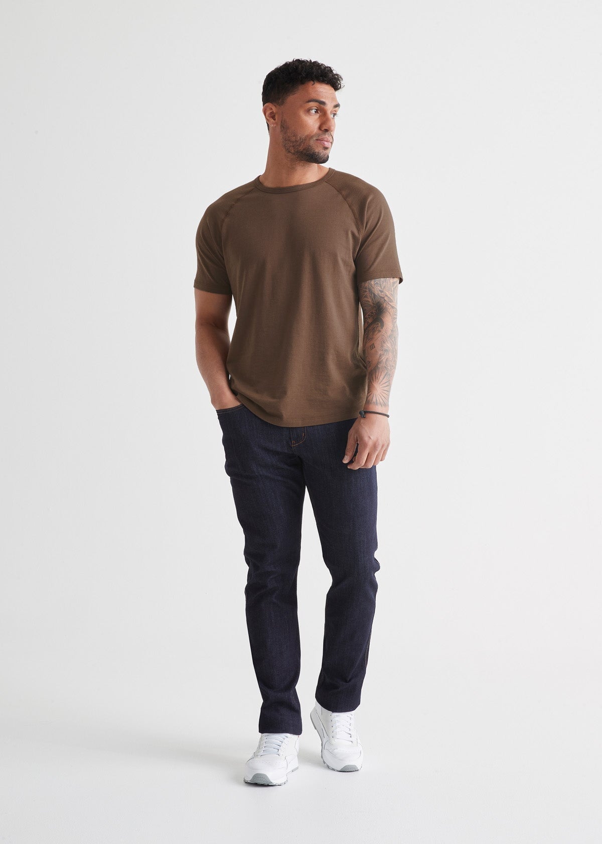 mens brown soft midweight tee full body