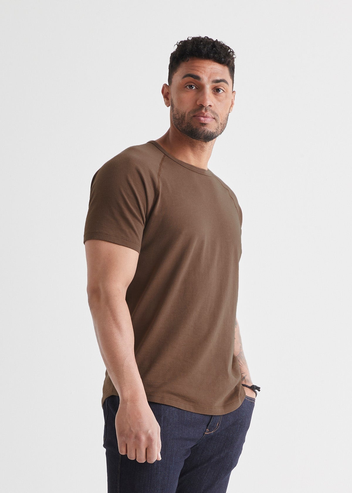 mens brown soft midweight tee front