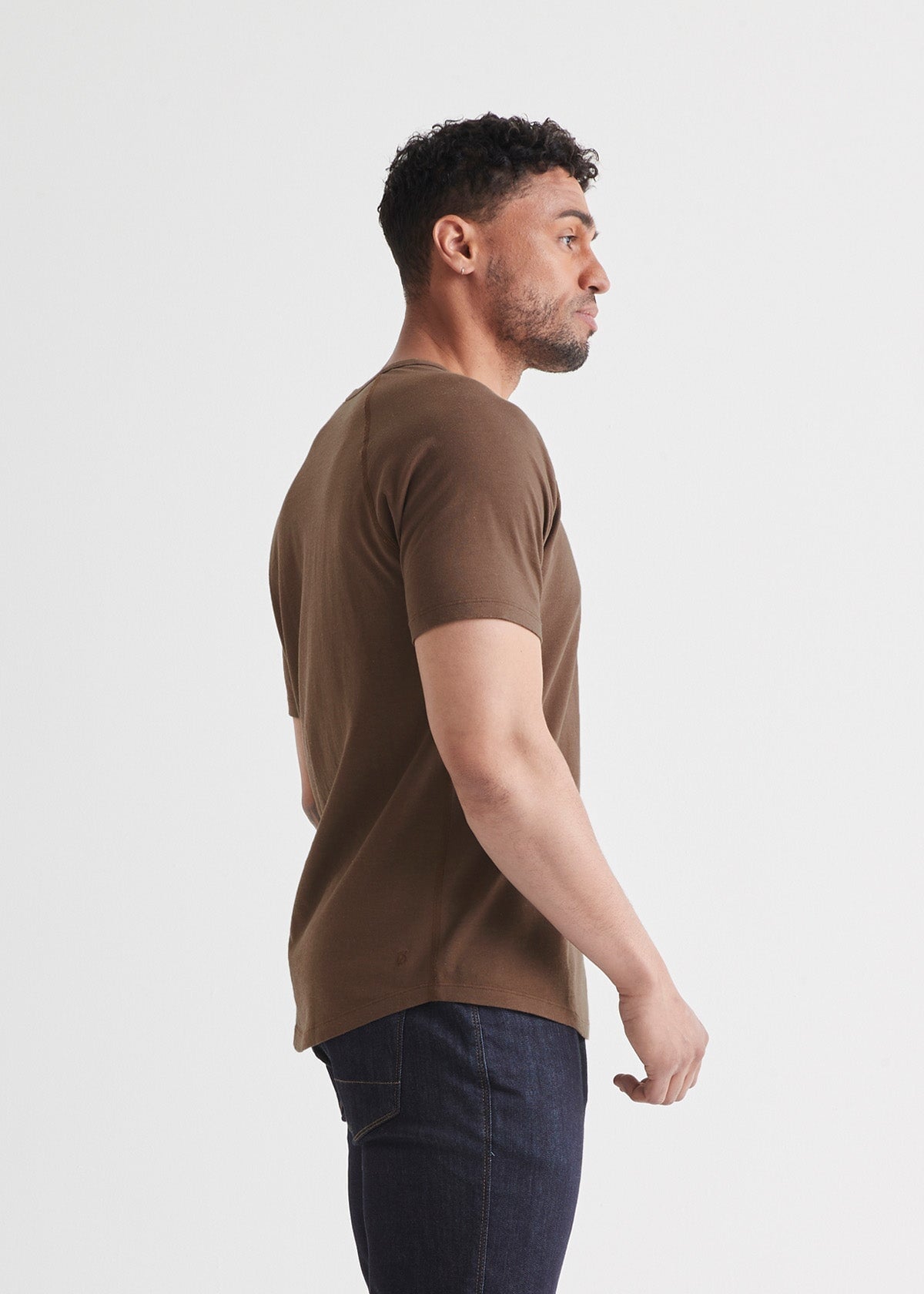 mens brown soft midweight tee side