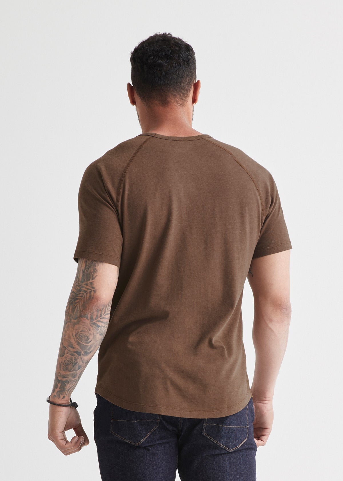mens brown soft midweight tee back