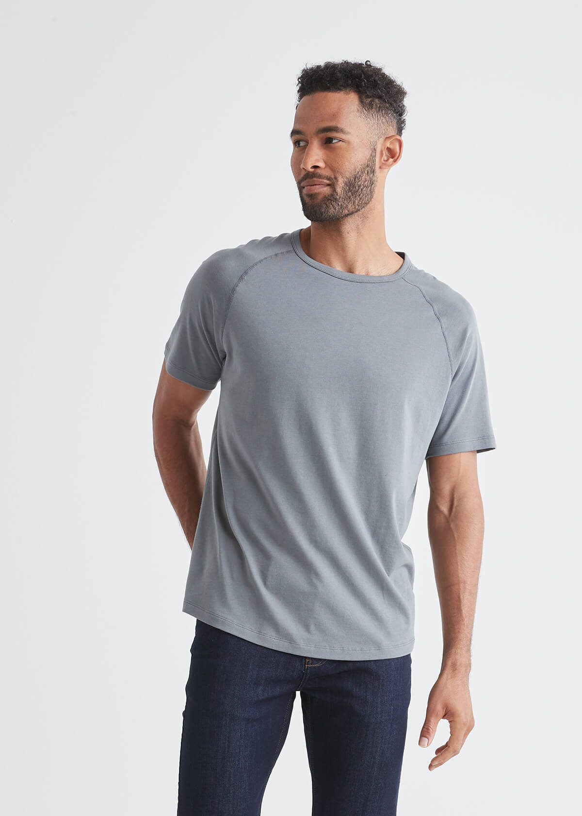 mens grey soft midweight t-shirt front
