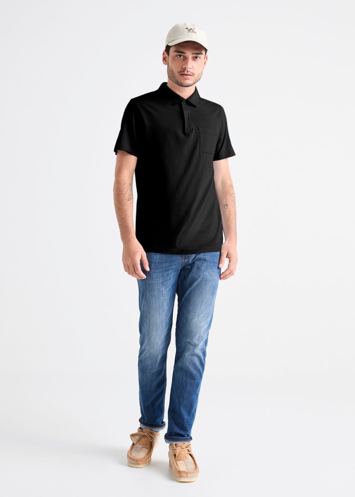 mens black 100% pima cotton polo full body