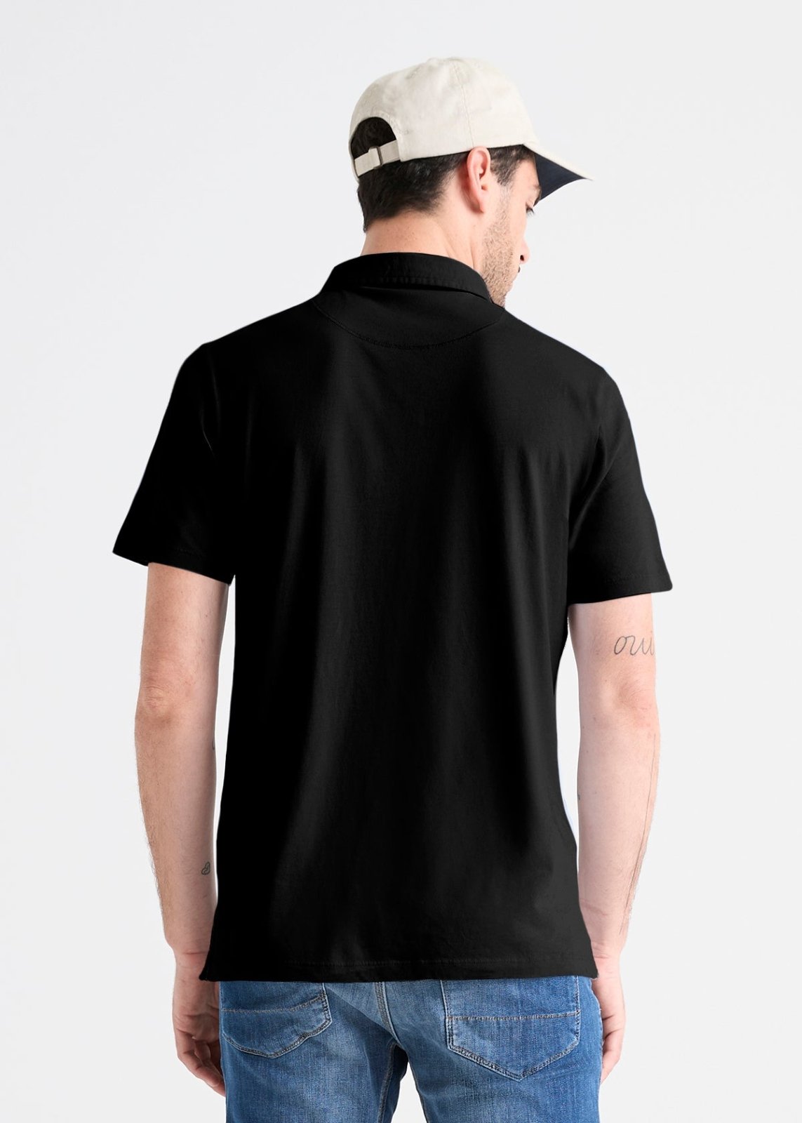 mens black 100% pima cotton polo back