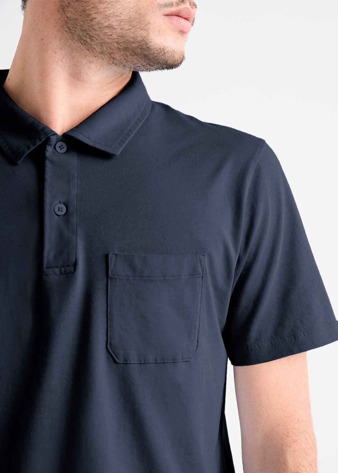 mens navy 100% pima cotton polo pocket