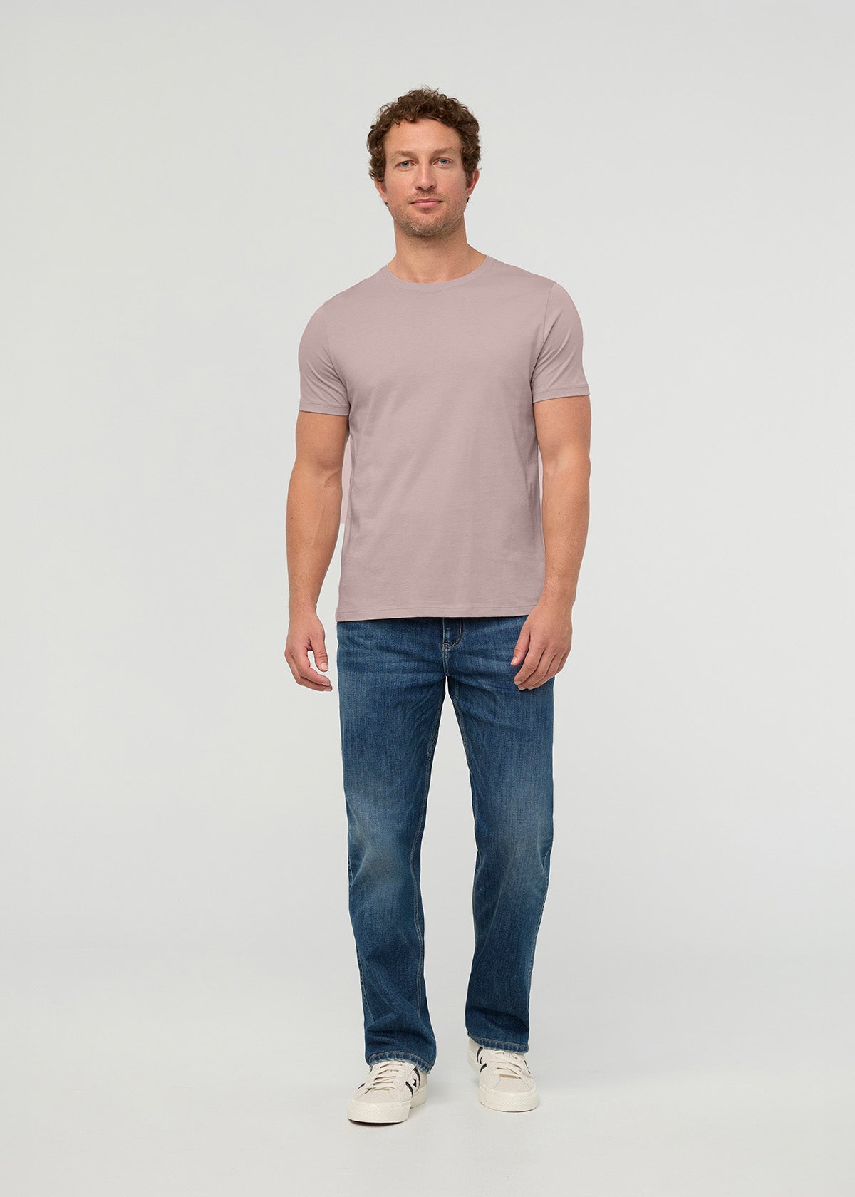 mens 100% pima cotton light mauve t-shirt full body