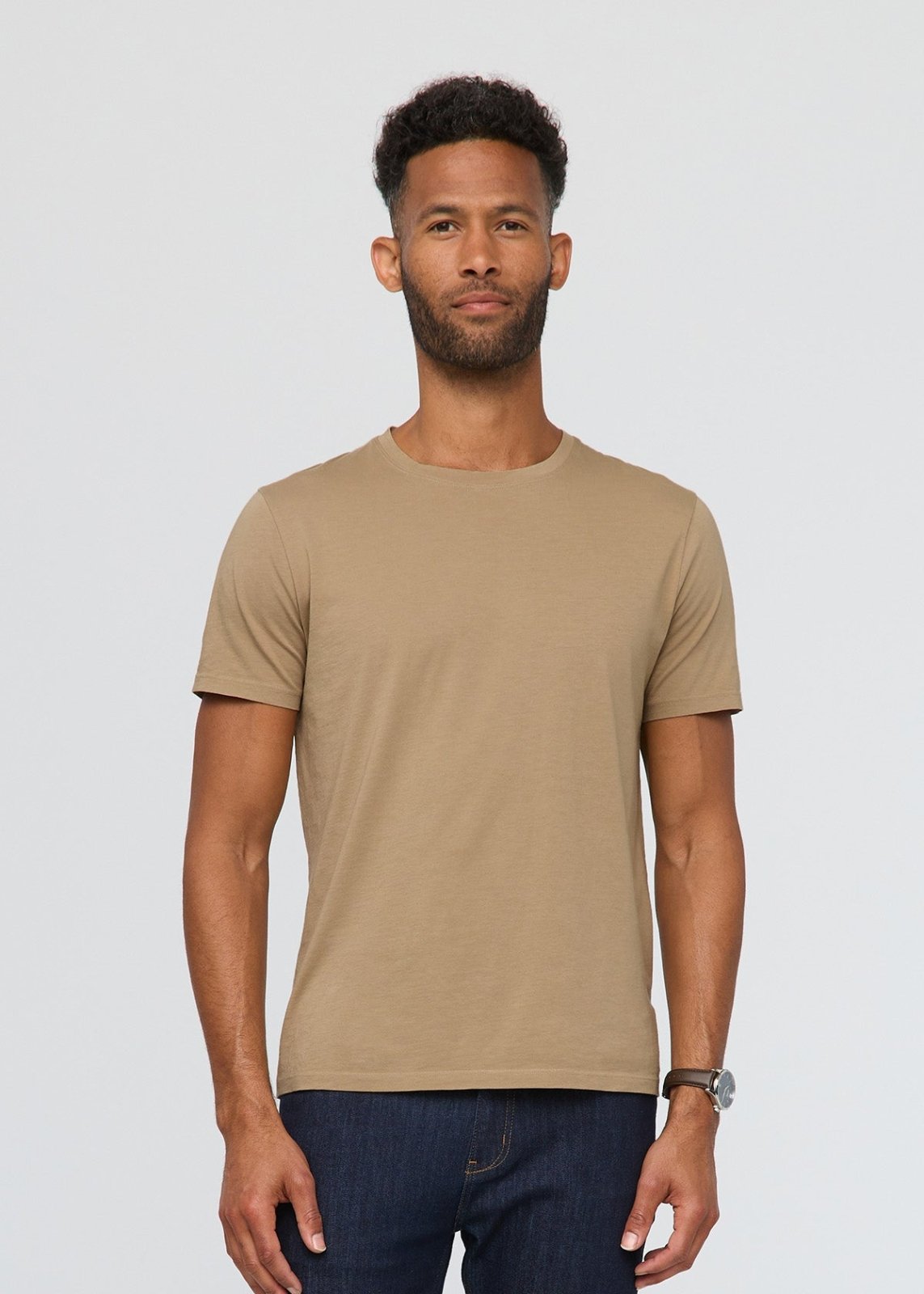 men's 100% pima cotton desert khaki t-shirt front