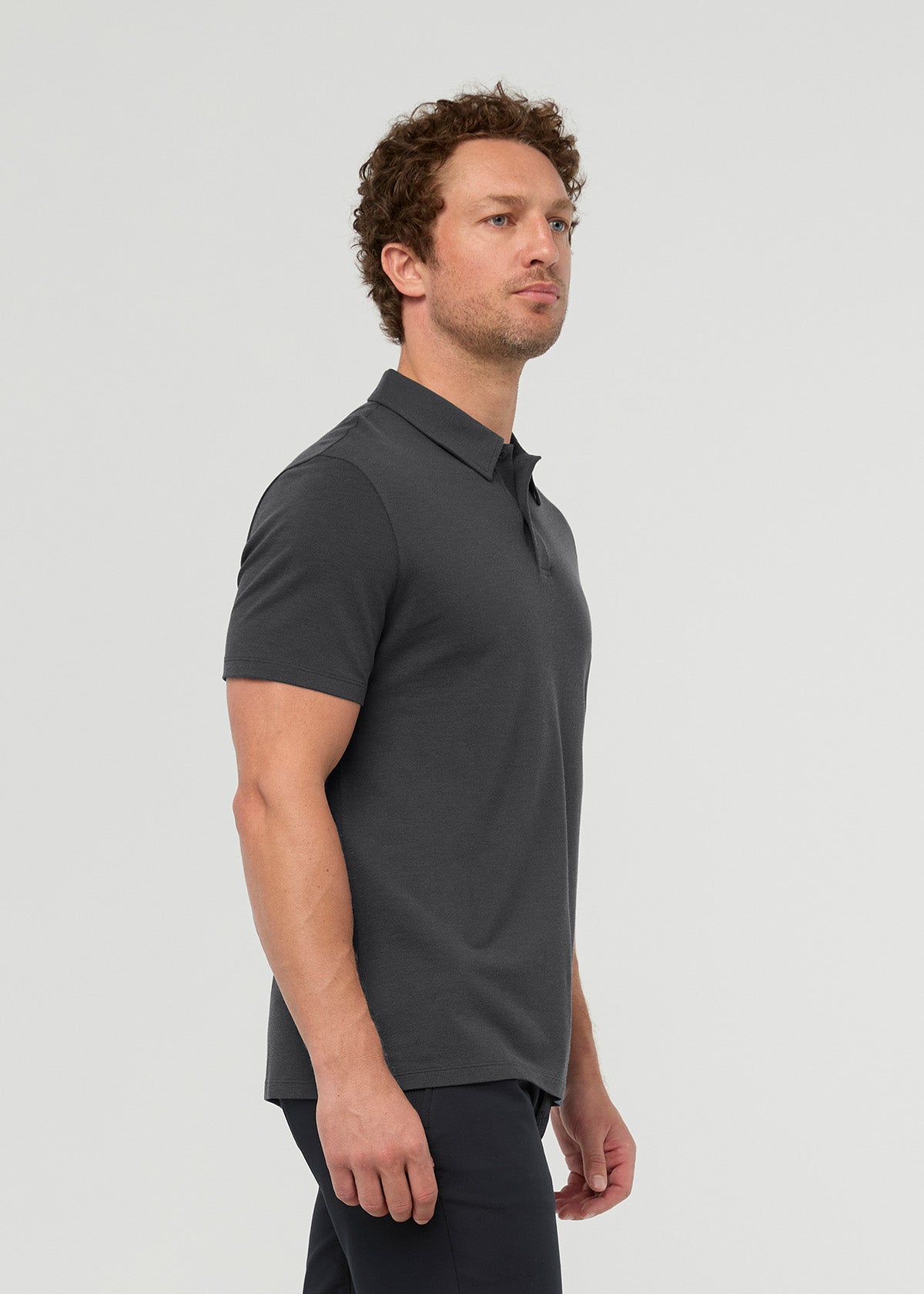 Men's Breathable Charcoal Polo front side