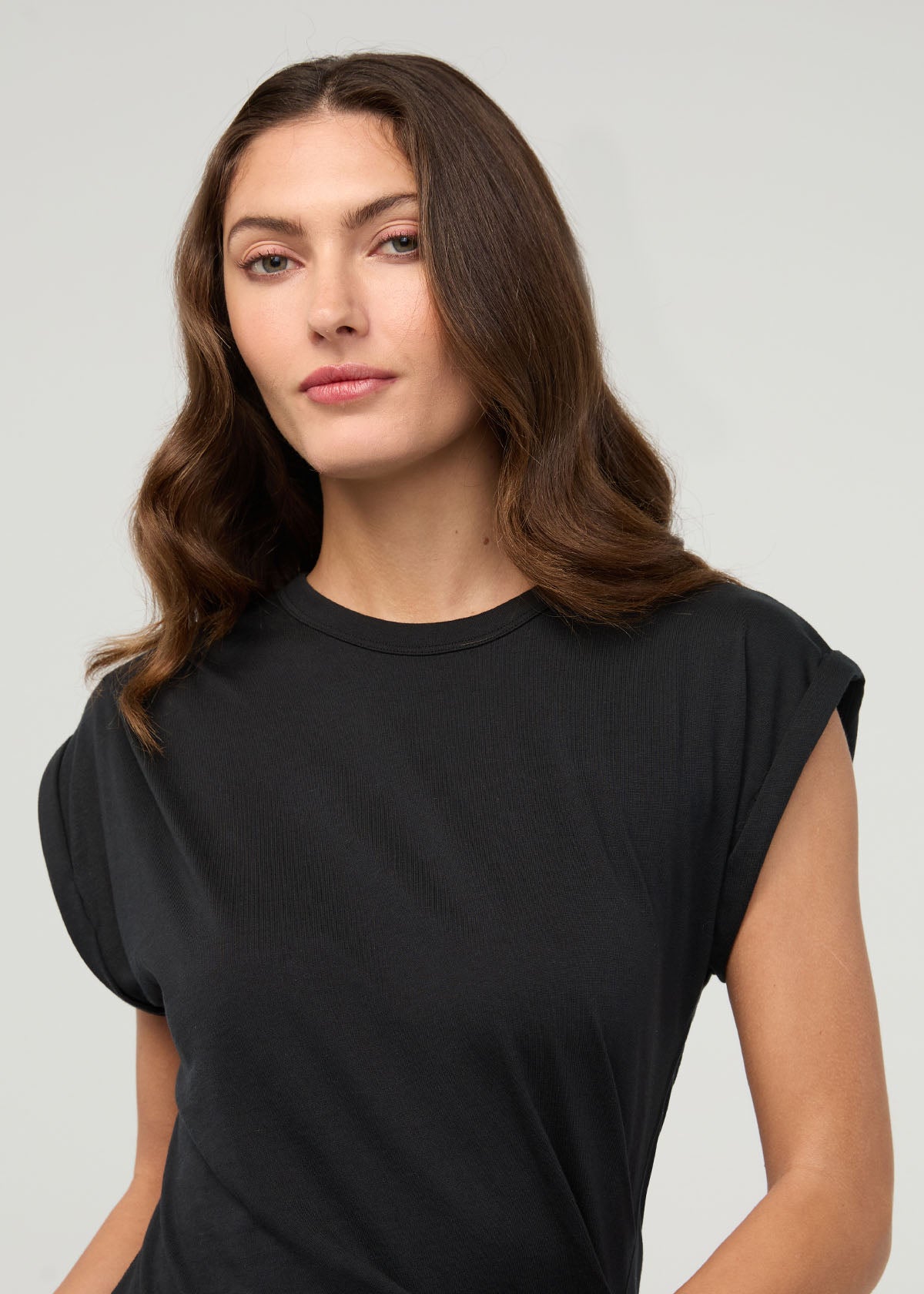 Women's Black Clay Easy Dress front detail
