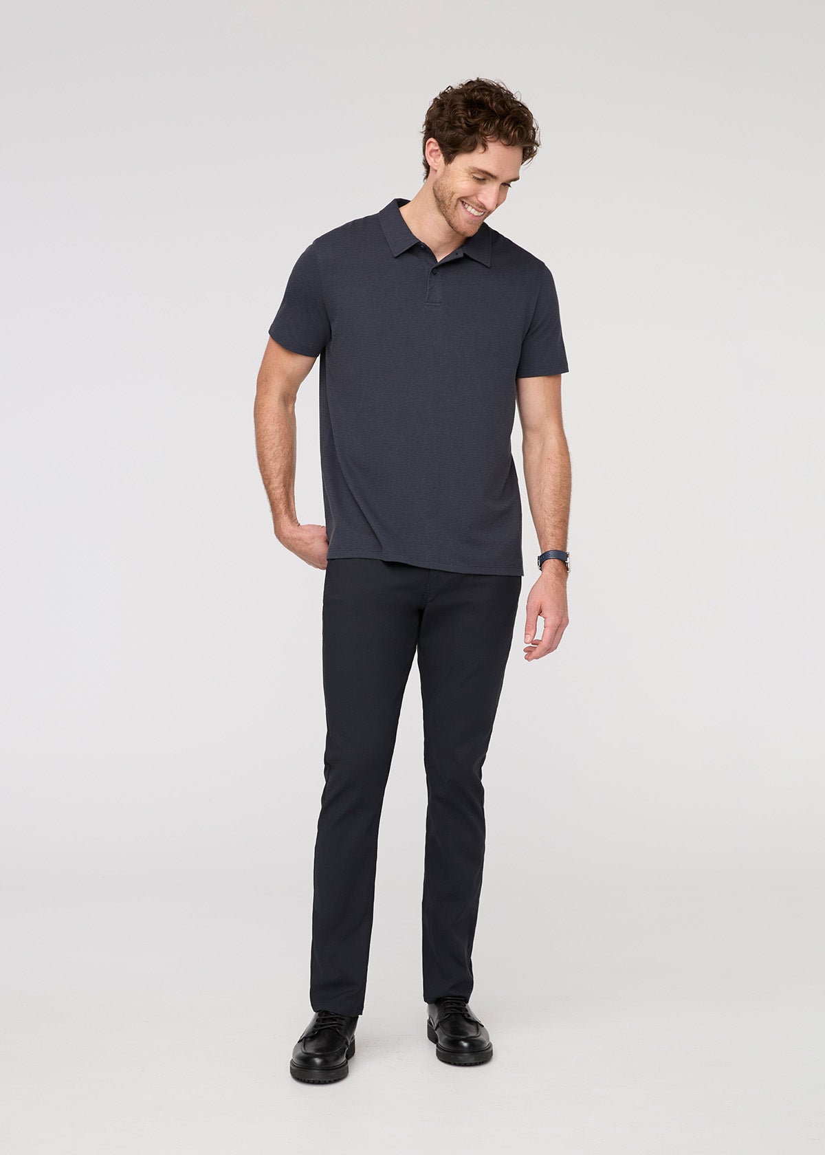 Men's Breathable Navy Polo full body