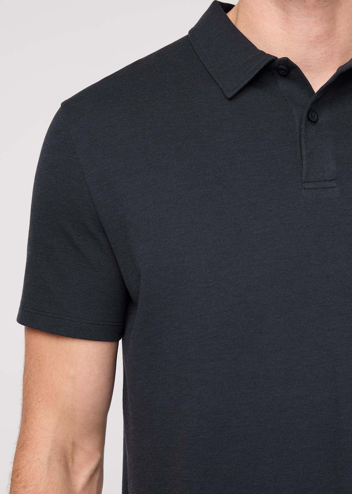 Men's Breathable Navy Polo front detail