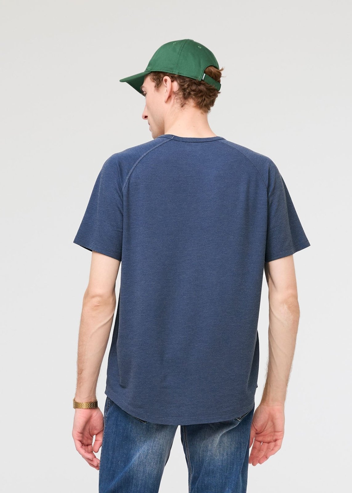 mens breathable navy tee back